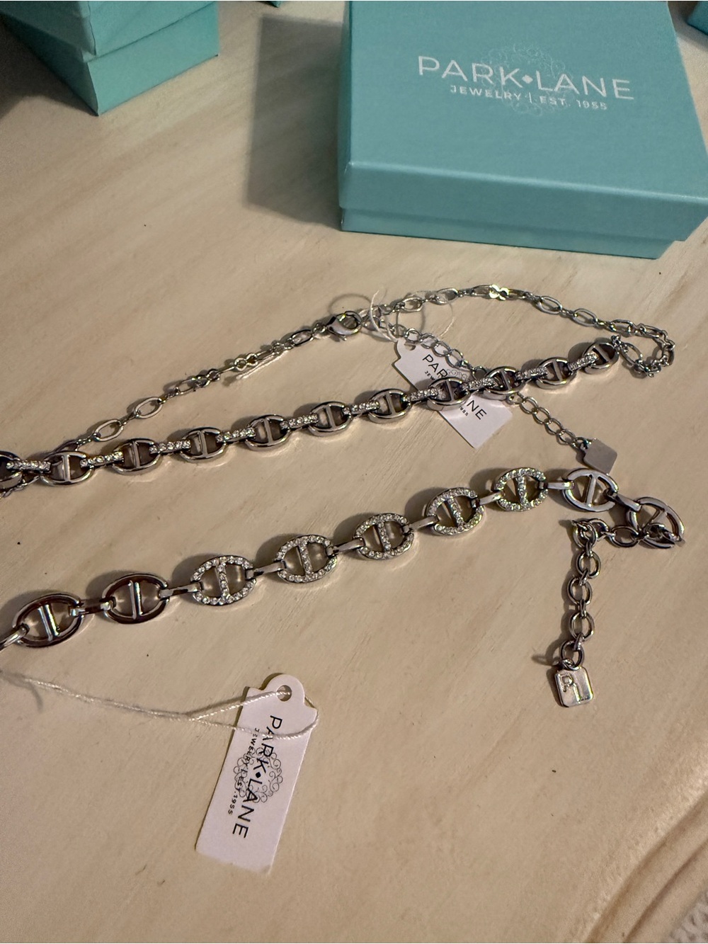 Park Lane Silver Tone Pavé Link Necklace Set